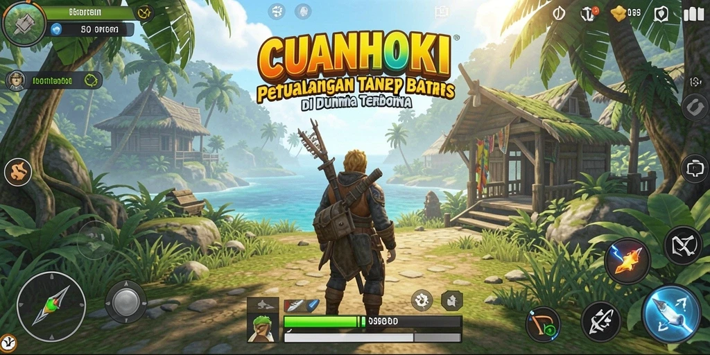 Tampilan gameplay memukau dari CUANHOKI dalam dunia terbuka.