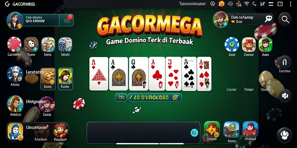 Screenshot utama GACORMEGA menampilkan gameplay domino yang seru.