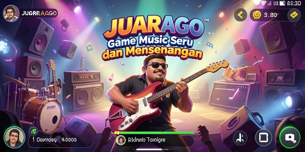 Tampilan menarik dari gameplay JUARAGO yang menghadirkan musik seru.