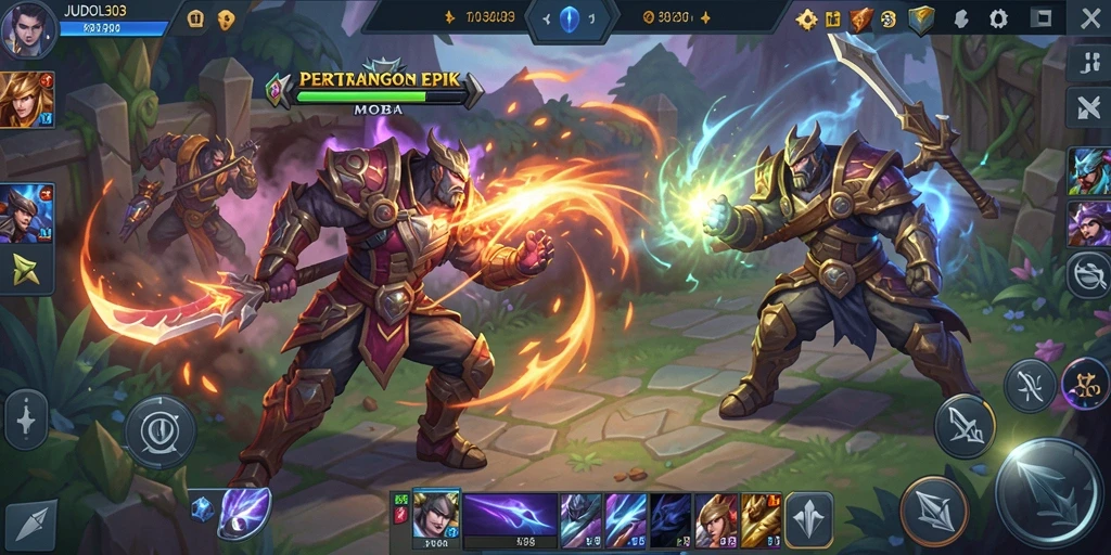 Tangkapan layar dari gameplay seru JUDOL303 di arena MOBA.