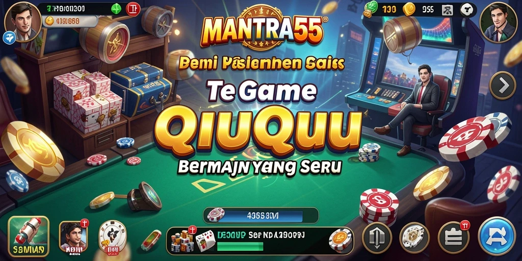Screenshot utama MANTRA55 menampilkan gameplay QiuQiu yang intens dan seru.