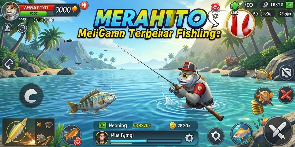 Screenshot gameplay <strong>MERAHTOTO</strong> menampilkan aksi memancing yang mendebarkan.