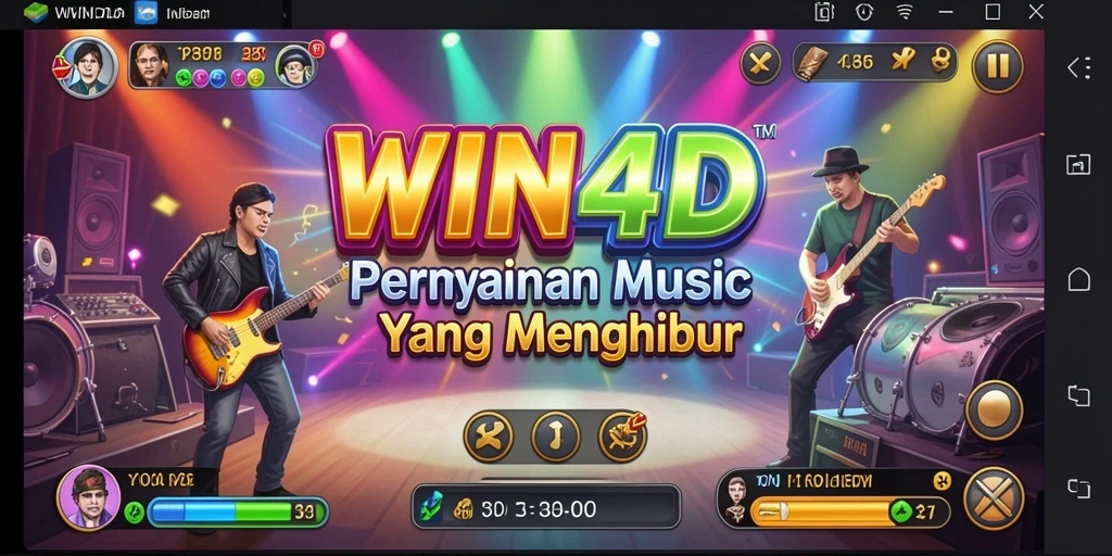 Tampilan gameplay <strong>WIN4D</strong> dengan berbagai pilihan lagu dan tantangan menyenangkan.